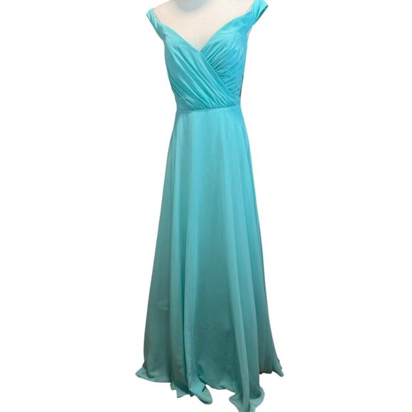 David's Bridal Off The Shoulder Full Skirt Bridesmaid Dress F20227 4 Spa - Picture 6 of 12